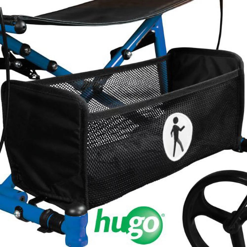 Hugo Mobility Sidekick Side-Folding Rollator Walker with Seat, Blueberry