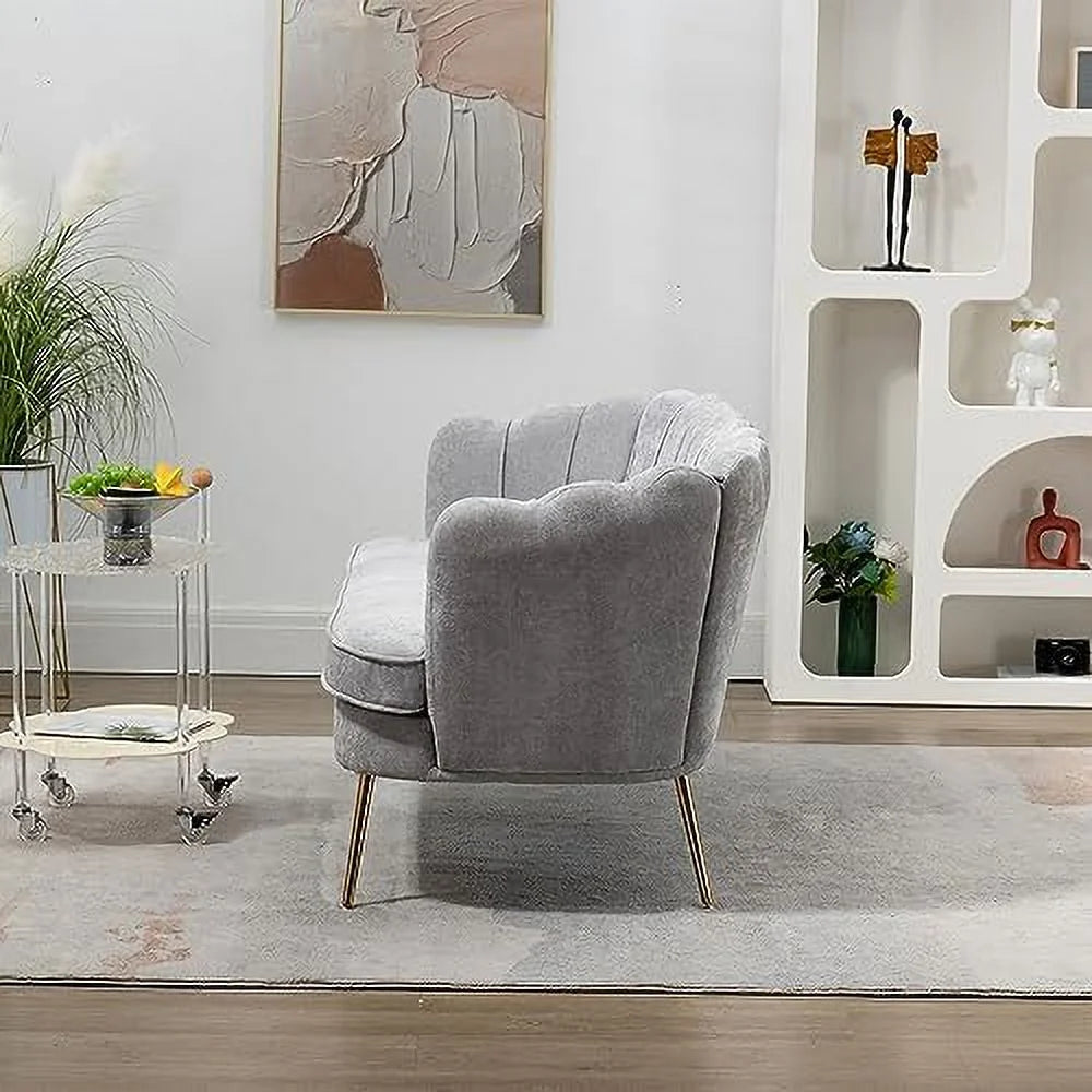 TJCGDTY 59" Wide Modern Boucle Loveseat Small Sofa Small Mini Room Couch 2-Seater Sofa with Gold Metal Legs for Small Space Office Studio Apartment Bedroom (Light Gray)