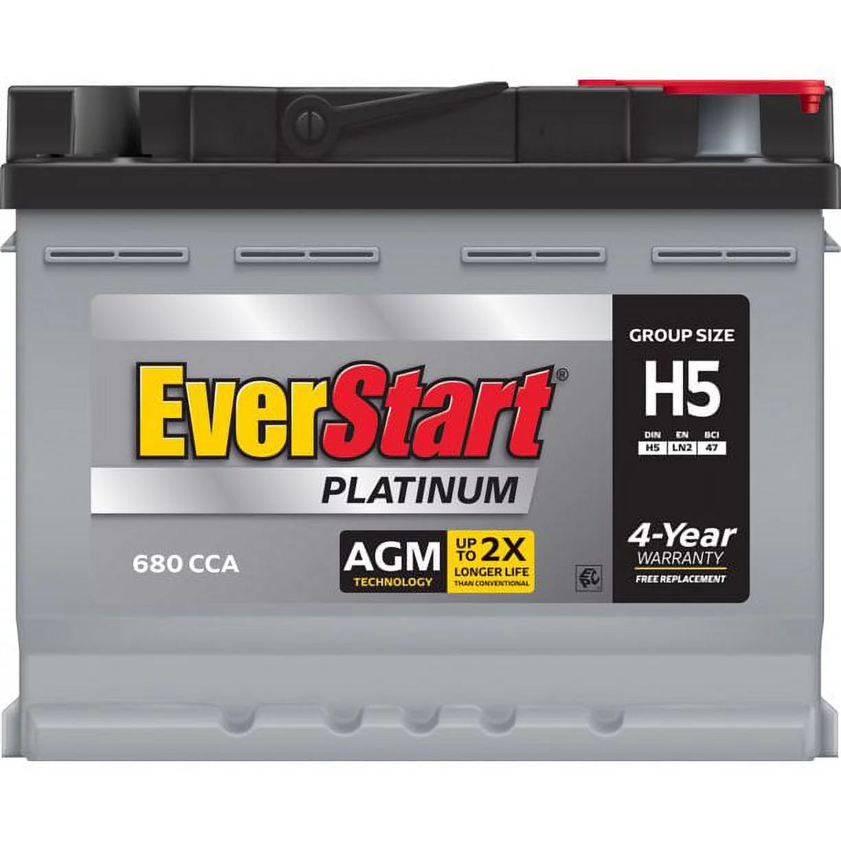 EverStart Platinum AGM Battery, Group Size H5 - 12 Volts 640 CCA 100 RC