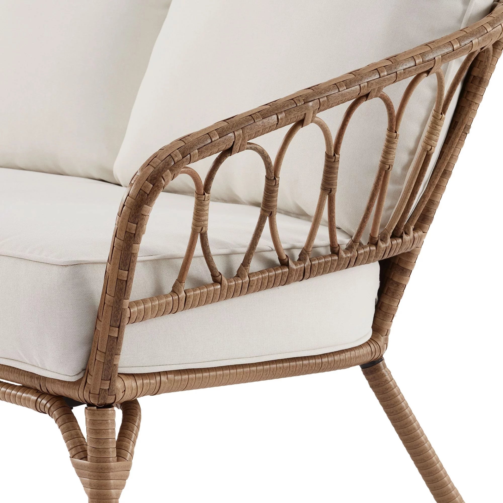 Better Homes & Gardens Willow Sage All-Weather Wicker Outdoor Loveseat and Ottoman Set, Beige