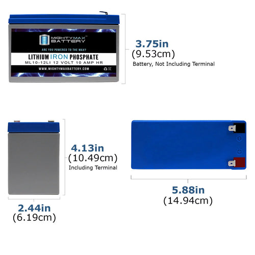 12V 10AH Lithium Replacement Battery Compatible with Razor e225, e325 - 3 Pack