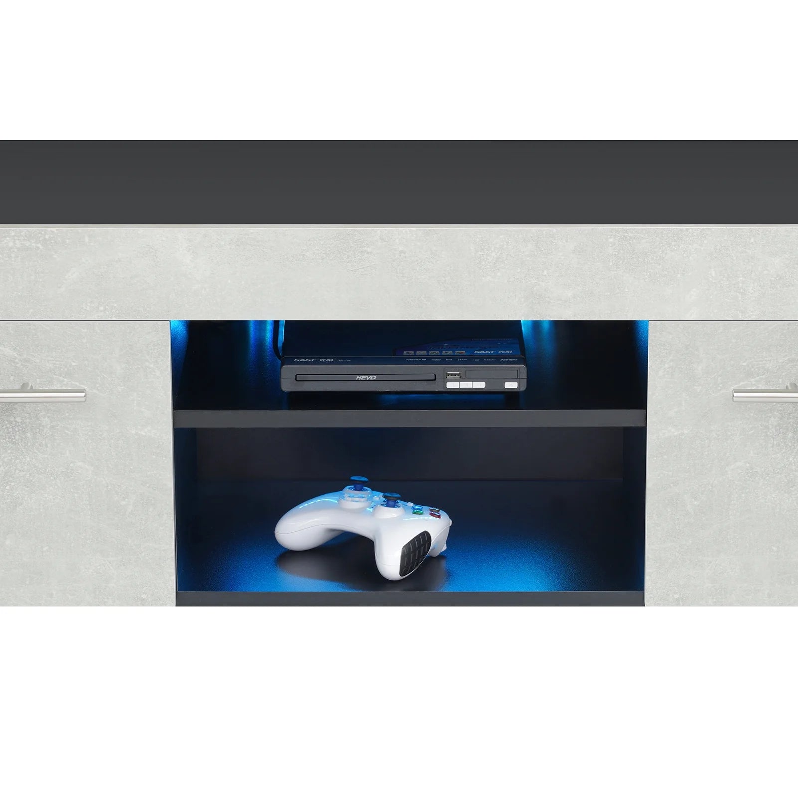 Hommpa Gray White High Gloss TV Stand for TVs up to 59 LED Entertainment Center Modern TV Cabinet with 2 Storage Drawers