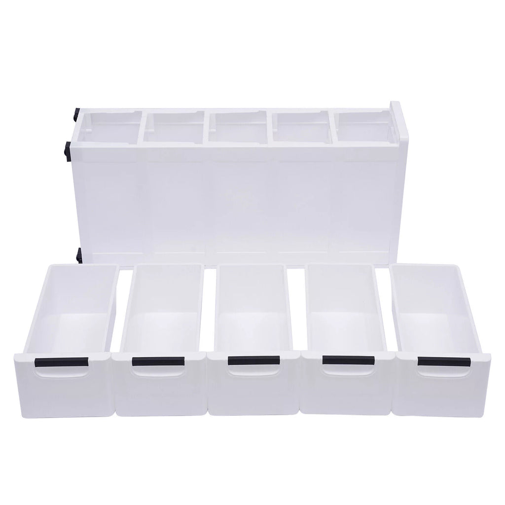 Fichiouy Vertical Tall Dresser Storage Tower Fabric Organizer Wardrobe with 5 Drawers White