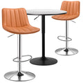 MoNiBloom 3 Piece Bar Table and Chair Set, 31.5" Kitchen Dining Table High Top Table and Leather Bar Stools for Bistro Home