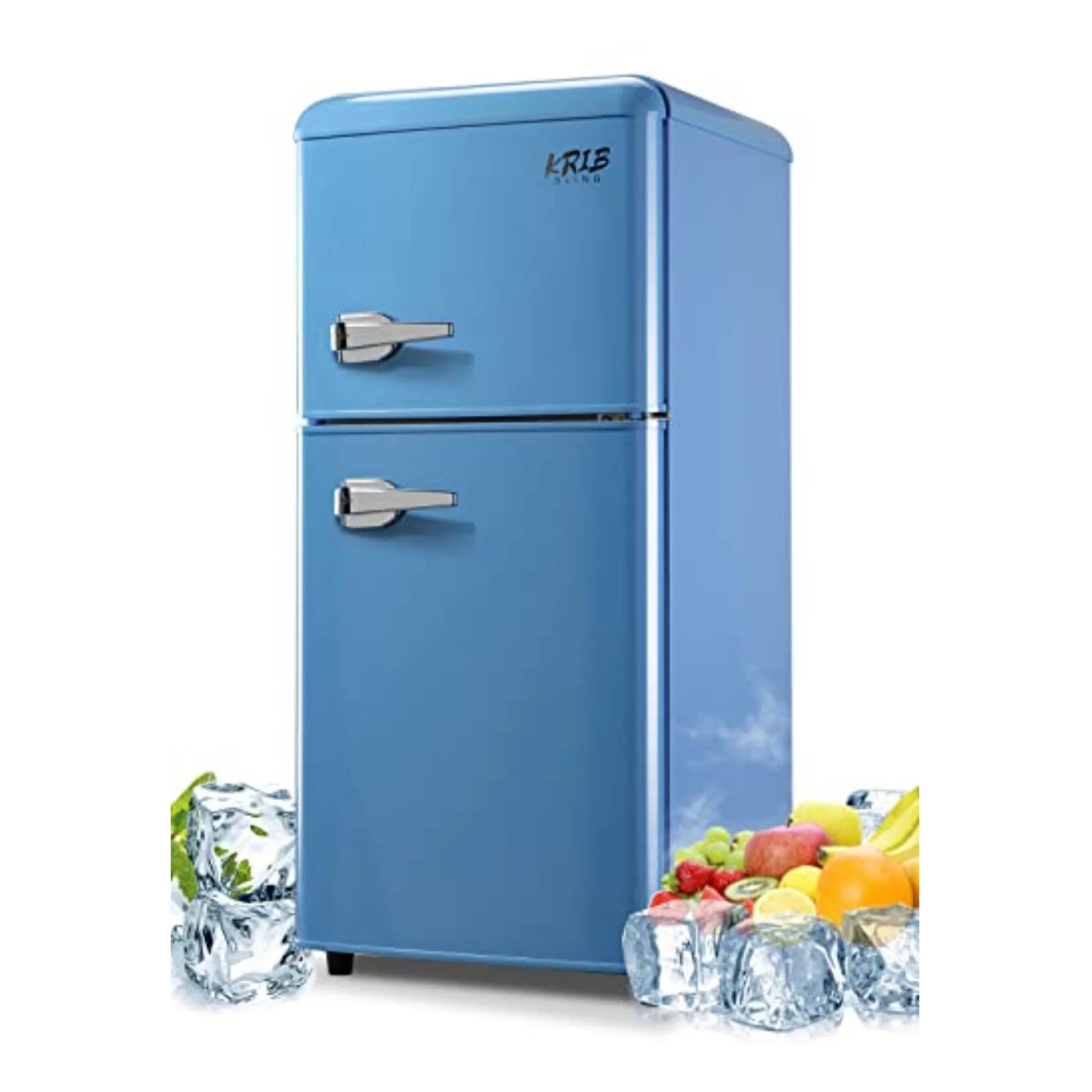 KRIB BLING 3.5 Cu.ft Compact Refrigerator Mini Fridge with Freezer, 2 Door Small Refrigerator for Office, Silver