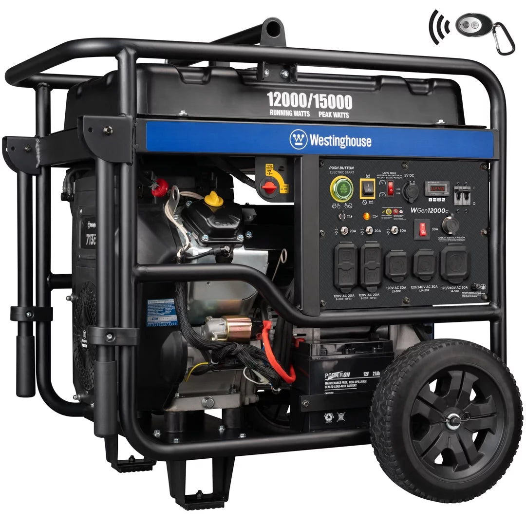 Westinghouse 15,000 Peak Watt Home Backup Portable Gas Generator with Electric Start &amp; CO Sensor