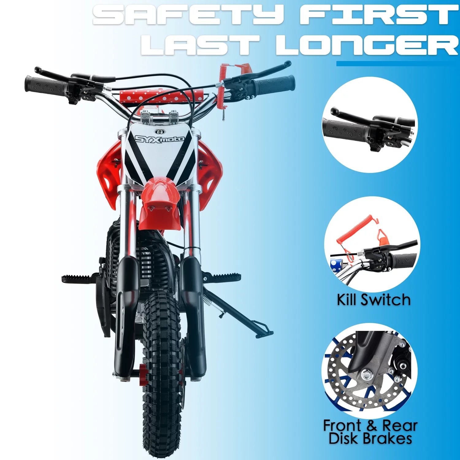 SYX MOTO MT-2 Gas Power 40cc 4 Stroke Kids Dirt Bike, Pull Start, Red, Brand New