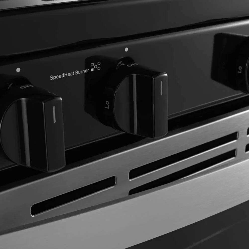 WFG505M0MS Whirlpool 30" 5.1 cu ft 5 Burners Gas Range in Stainless Steel.dimensions of 29” width, 27.2” depth, and 46.25” height
