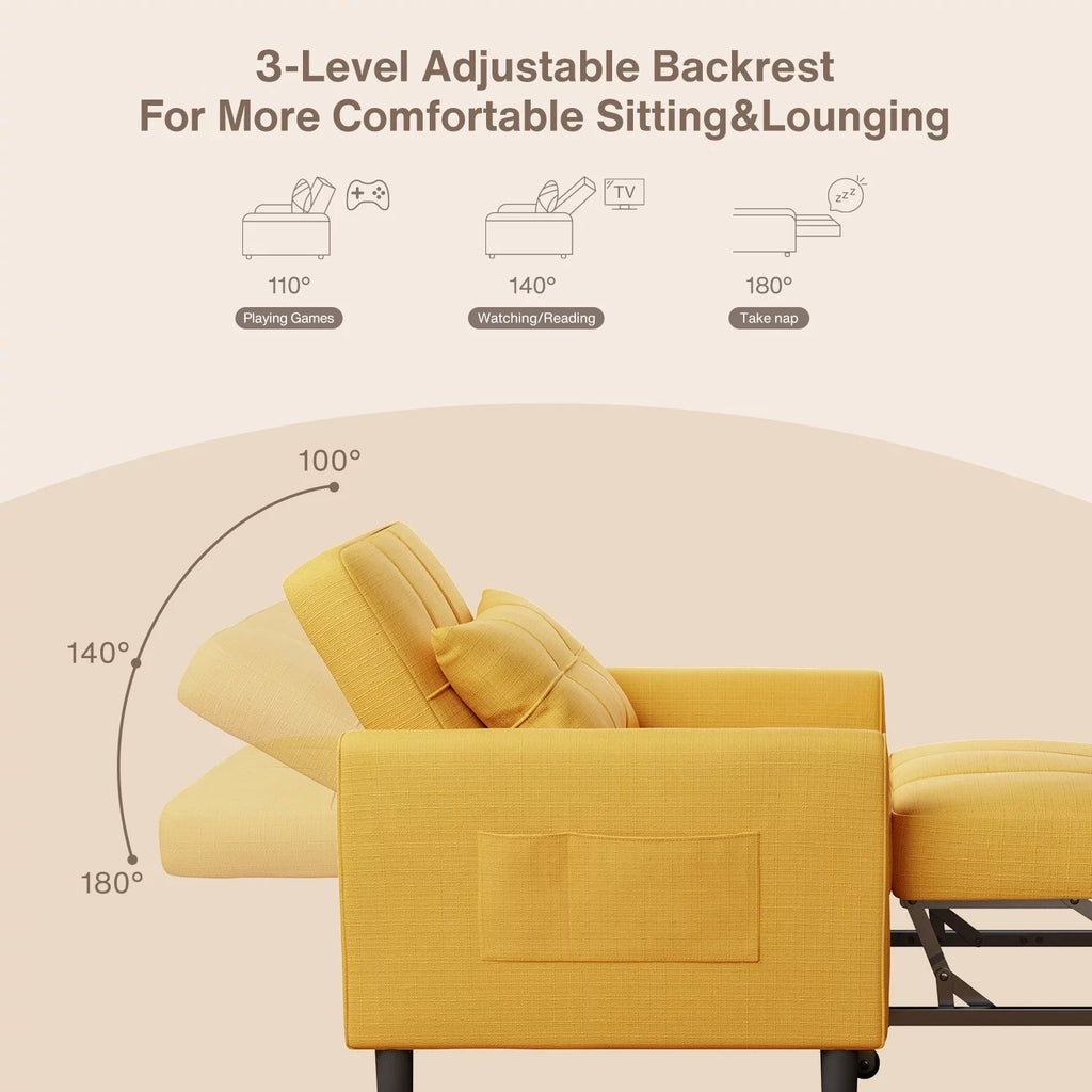 Sofa Beds Chair 3 in 1, Convertible Chair Single Bed,Dark Grey