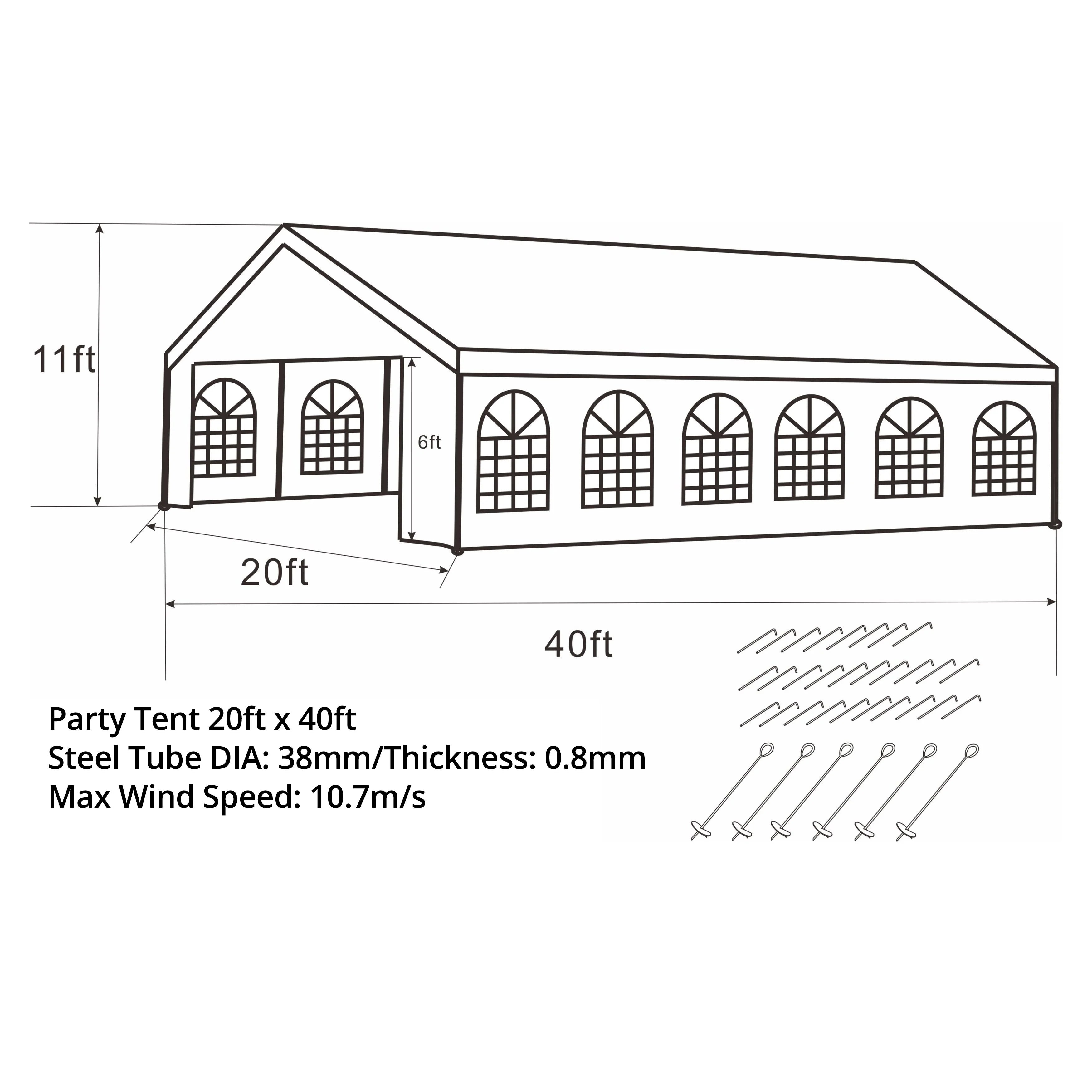 ALEKO PWT20X40 Heavy Duty Outdoor Canopy Event Tent with Windows - 20 X 40 FT - White
