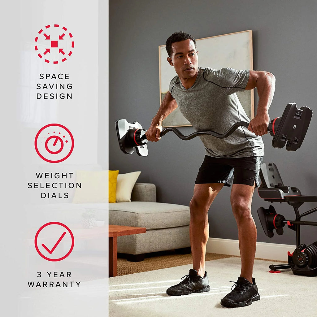 Bowflex SelectTech 2080 Barbell with Curl Bar, 20 to 80 lbs