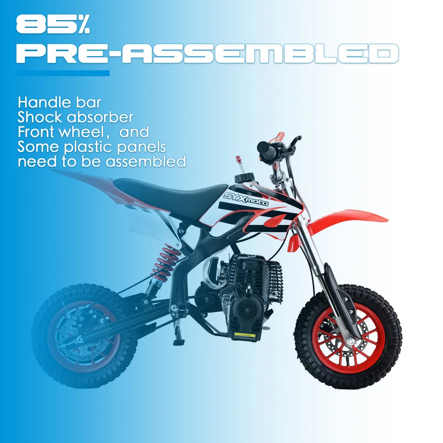 SYX MOTO MT-2 Gas Power 40cc 4 Stroke Kids Dirt Bike, Pull Start, Red, Brand New