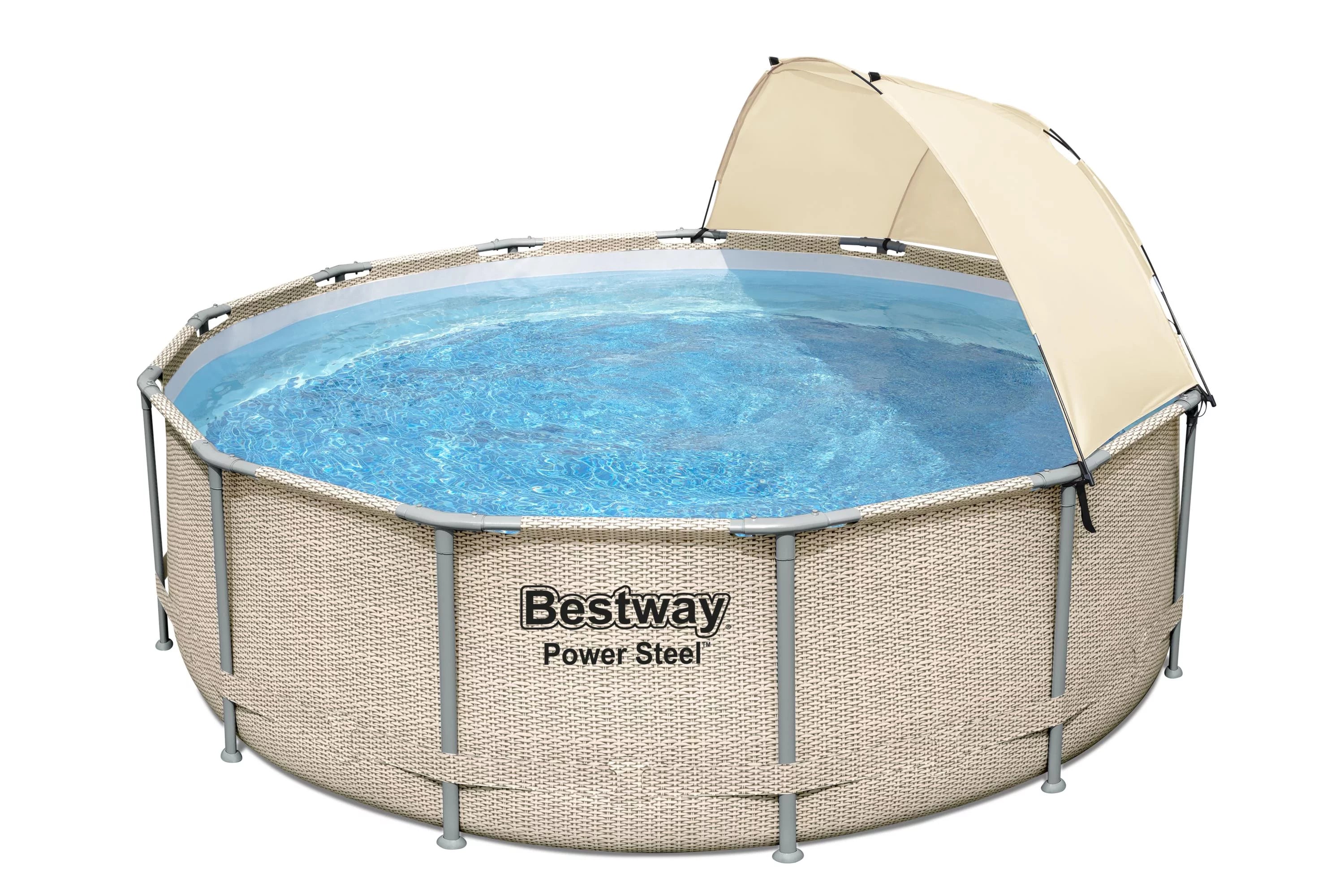 Bestway Power Steel 14' x 42" Round Above Ground Outdoor Swimming Pool Set