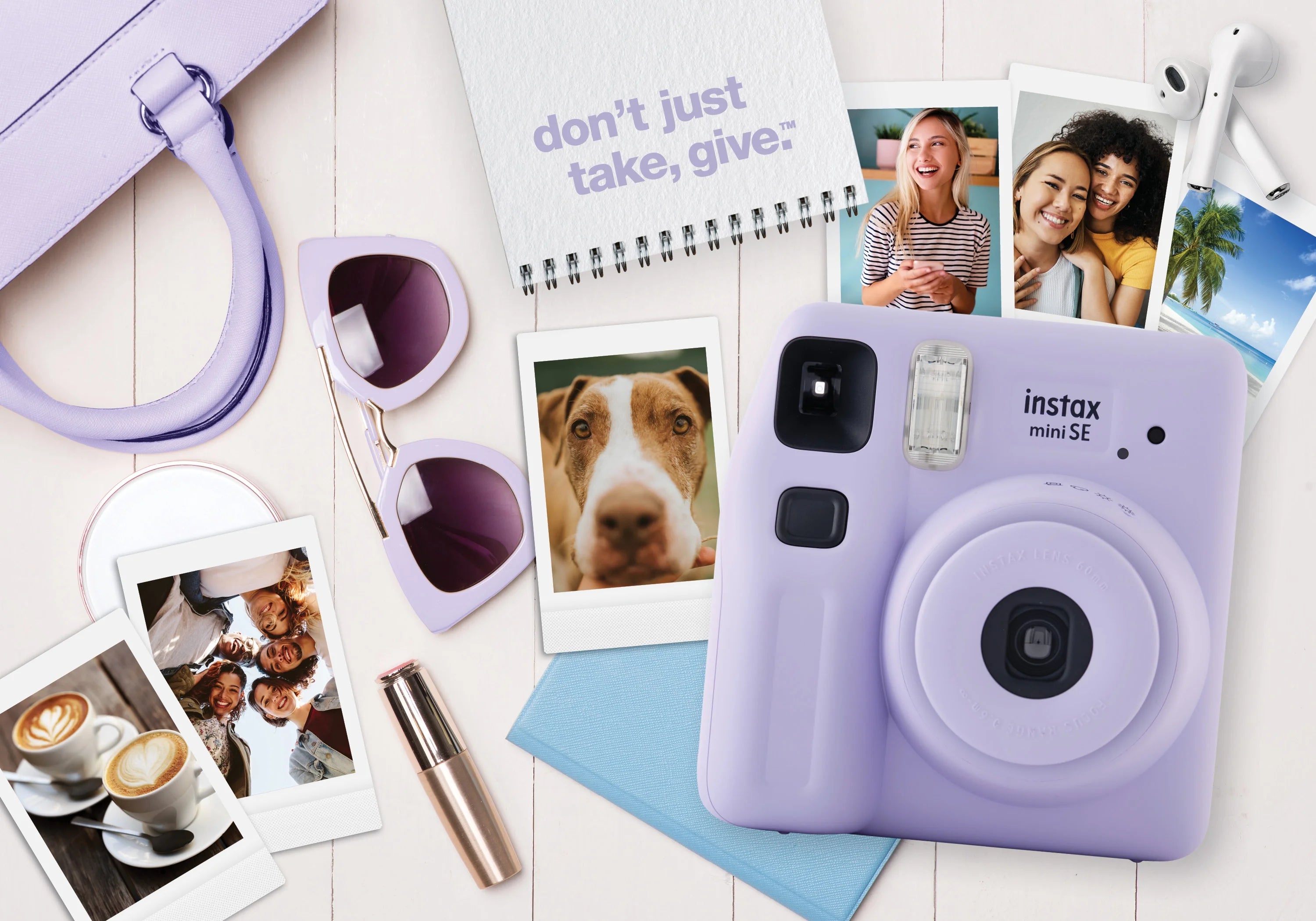 Fujifilm instax Mini SE Instant Camera with Bonus 10 pack Mini Film, Lavender