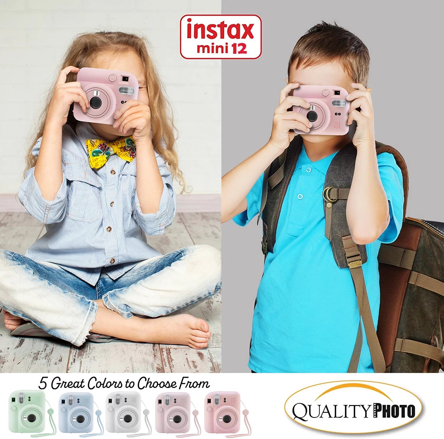 Fujifilm Instax Mini 12 Instant Camera with Case, 20 Fuji Films, Decoration Stickers, Frames, Photo Album and More Accessory kit (Blossom Pink)