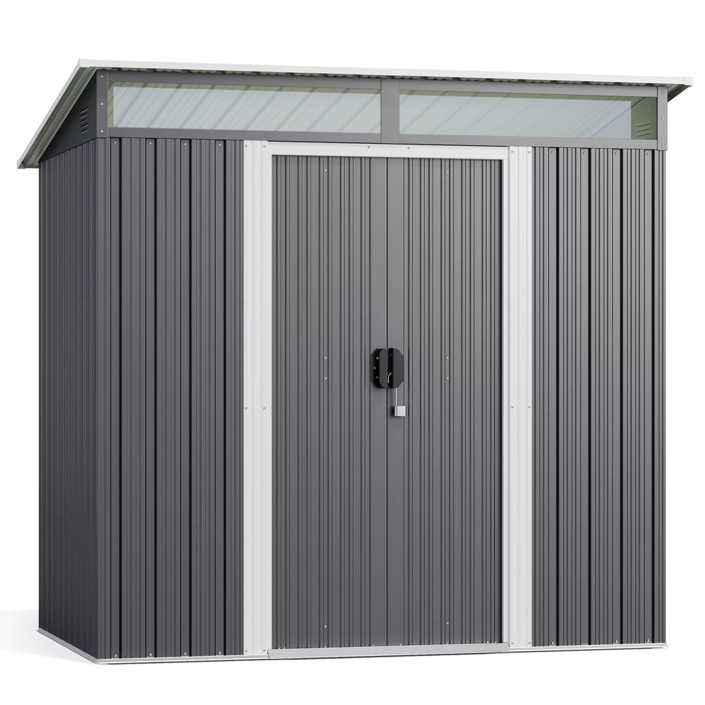 Lofka 6ft x 4ft Metal Garden Shed for Outdoor Storage, Gray