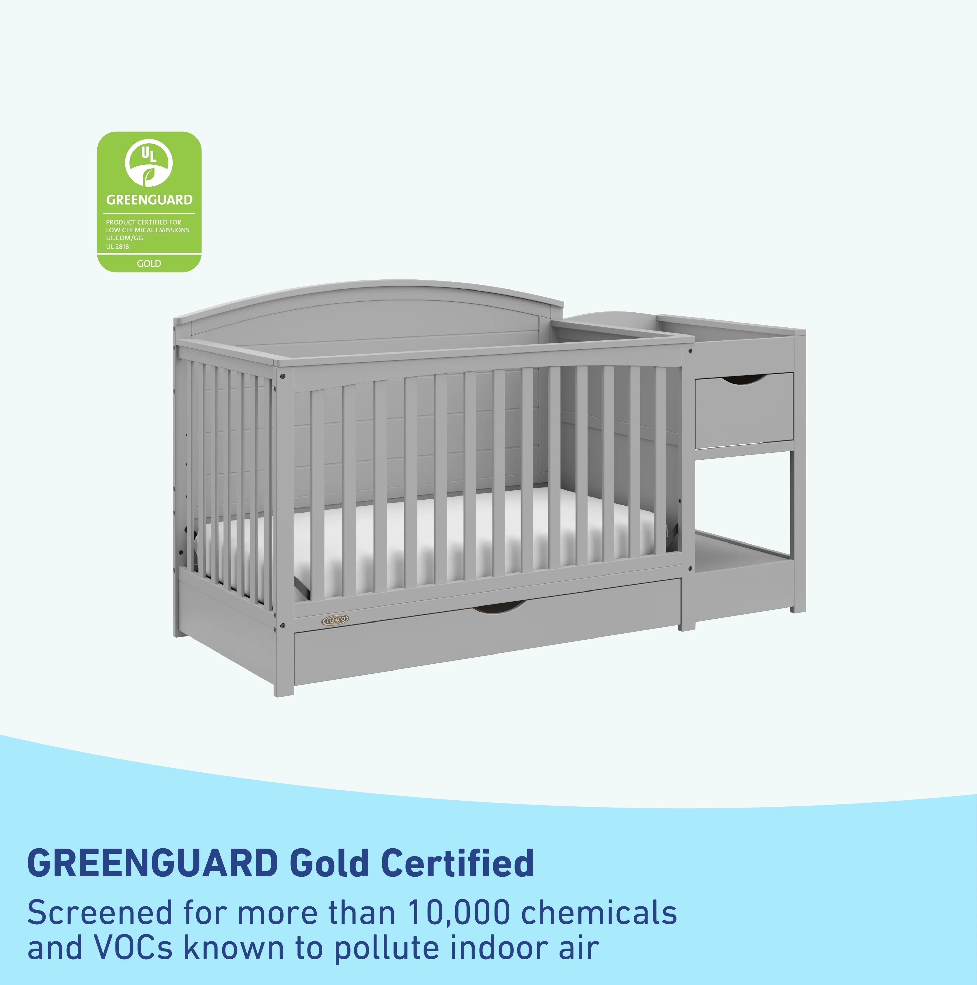 Graco Bellwood 5-in-1 Convertible Crib and Changer, White