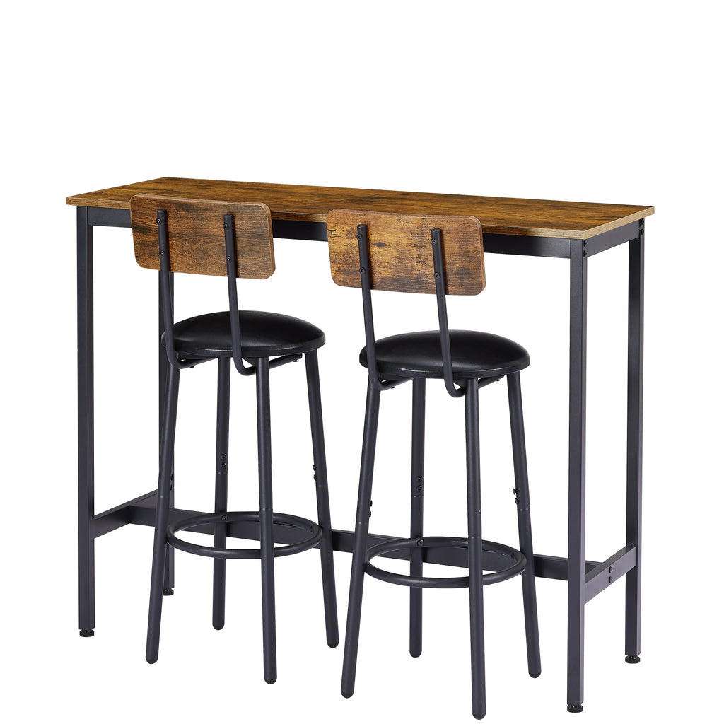 5 Piece Bar Table Set, Modern Counter Height Dining Set, Home Dining Table and Chairs Set for 4, Kitchen Breakfast Table Set with 4 Cushioned Stools, Bistro Pub Table Set, Rustic Brown