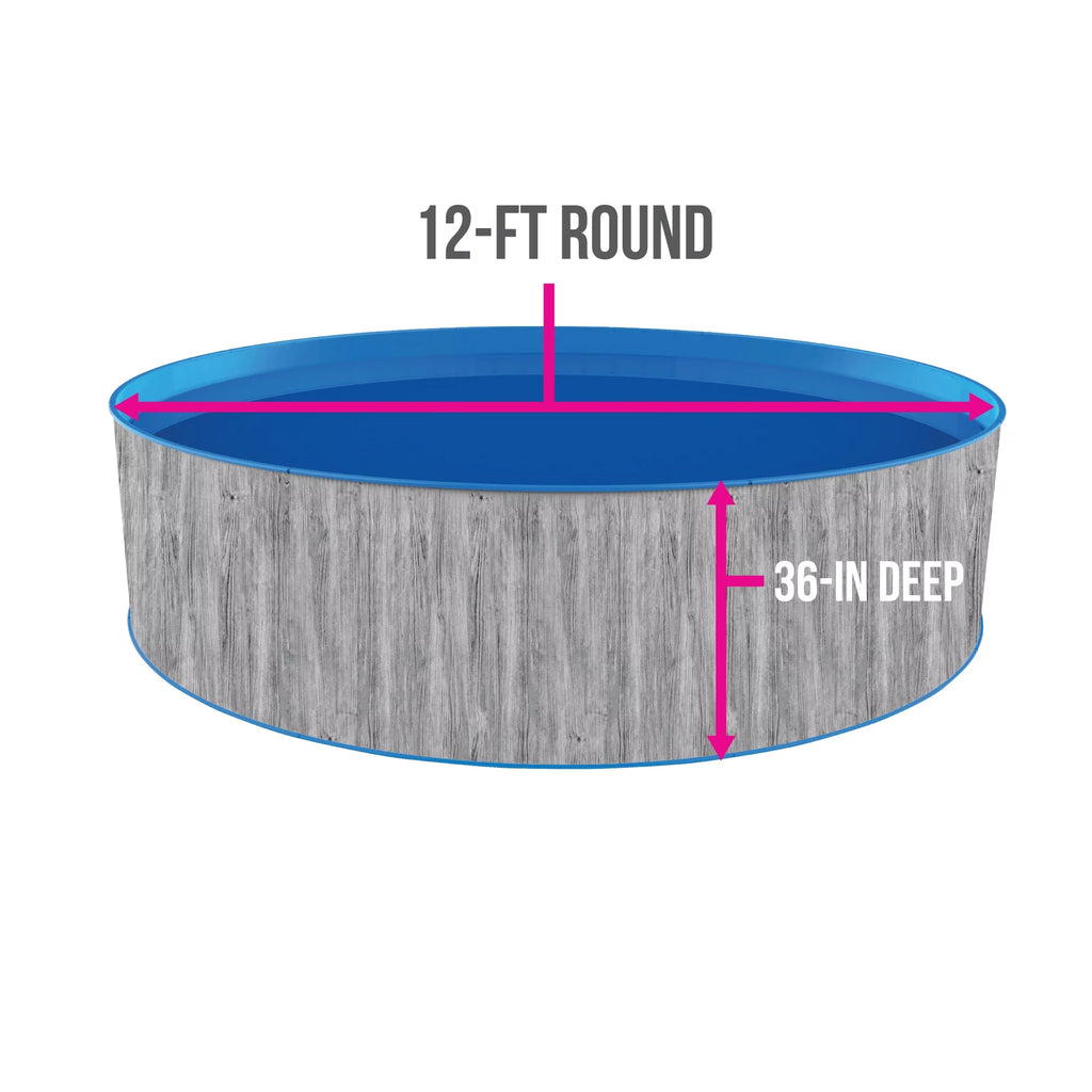 Blue Wave Capri 12-ft Round 36-in Deep Steel Wall Above Ground Swimming Pool Package