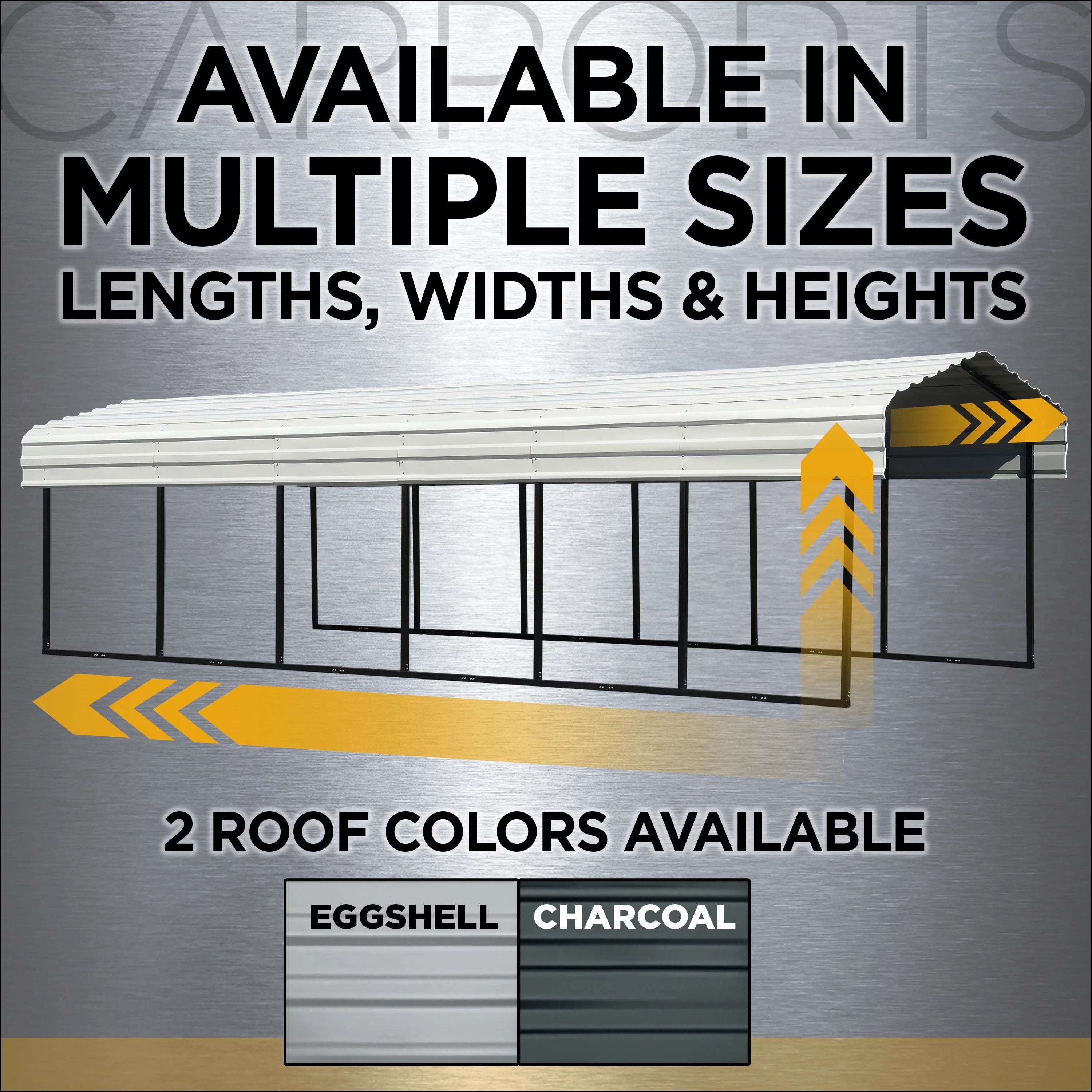 Arrow Carports Galvanized Steel Carport, with 1-Sided Enclosure, Compact Car Metal Carport Kit, 10' x 20' x 9' , Charcoal