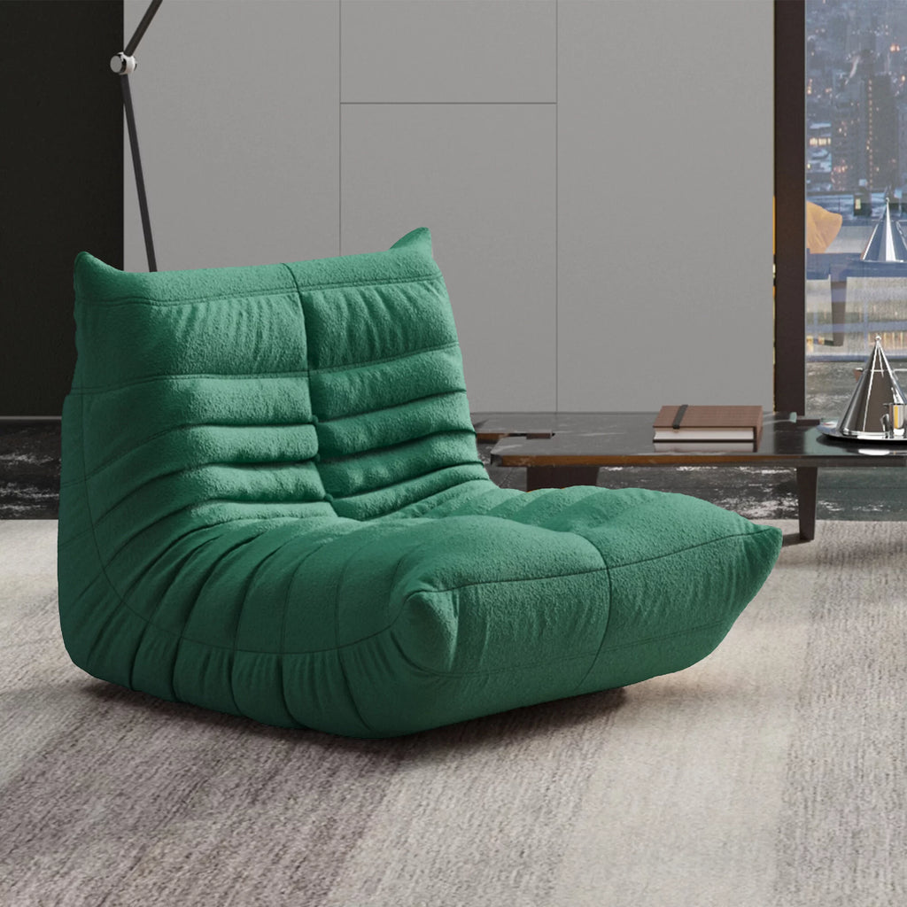 Magic Home Modern Sectional Sofa Togo Sofa Lazy Sofa Floor Sofa Foam Sofa Couch for Bedroom,Living Room,Apartment and Small Space,Three Seat Sofa,Beige