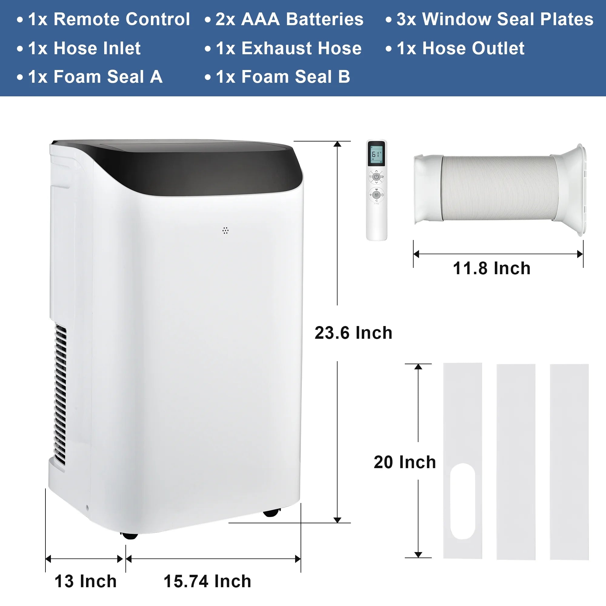 Agtana 8000 BTU (12000 BTU ASHRAE) Portable Air Conditioner Cools Room up to 500 sq.ft, 3-in-1 Portable AC Unit with Dehumidifier & Fan, Including Remote Control, DIY Window Kit
