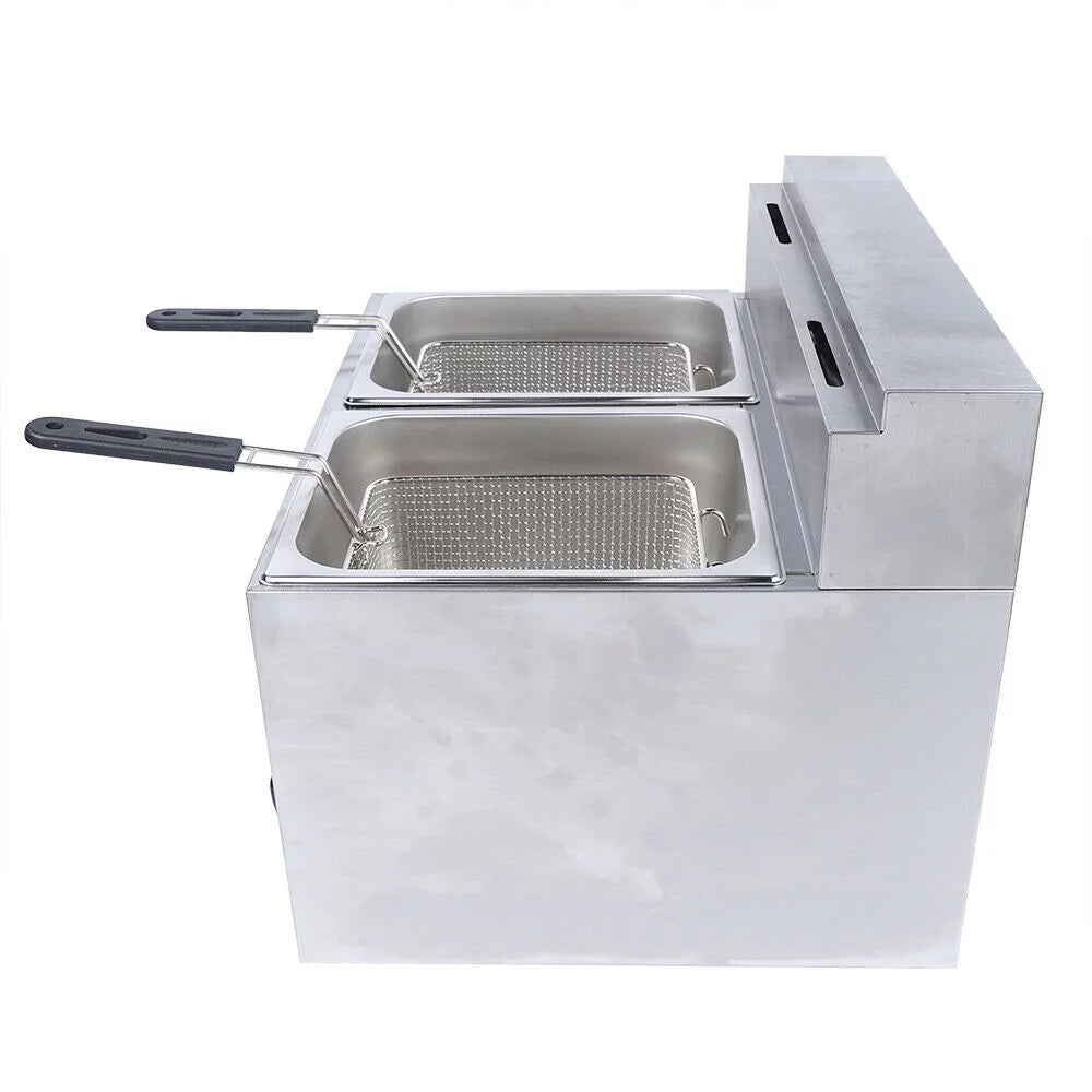12L Commercial Countertop Gas Fryer, 2 Basket, Propane LPG Deep Fryer 2*6L