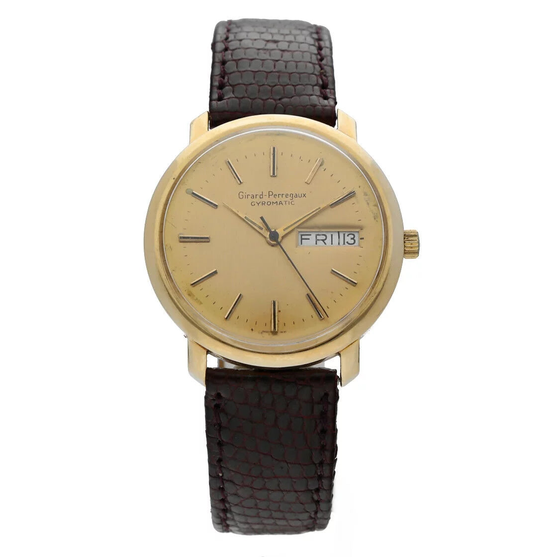 Vintage Girard Perregaux Gyromatic Day/Date 14K Yellow Gold Classic Men's Watch