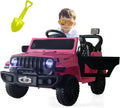 Powered Motorized Vehicles 12v Kid Ride On Electric Car Remote Control LED Lights,Suspension Wheels,Rubber EVA Tire,Music Pink-Ansley&HosHo