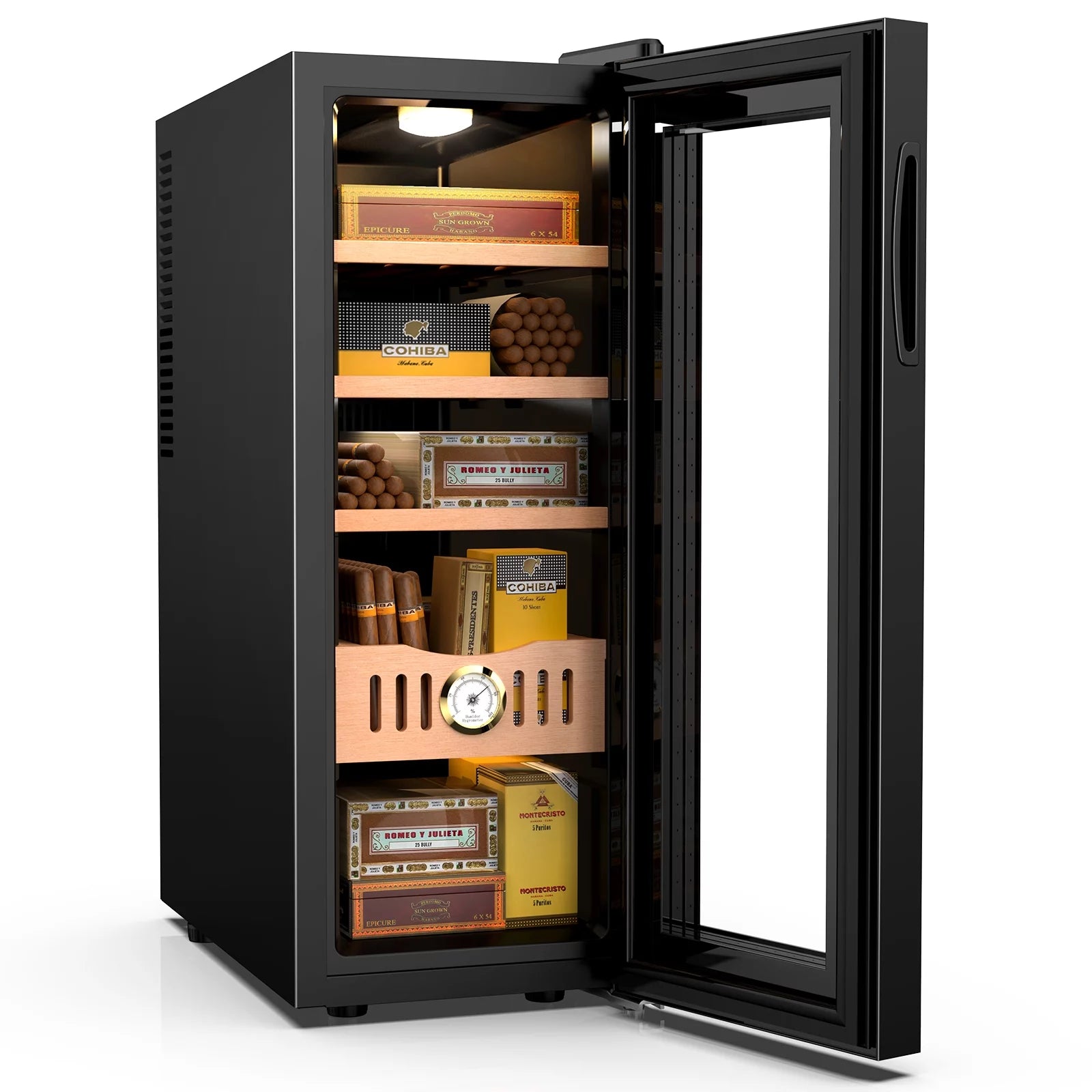 Rocita 16L Cigar Humidor, Electric Cigar Humidor Cabinet for 100 Counts with Digital Hygrometer, Spanish Cedar Lined Cigar Box, Great Gift for Father Friends Men