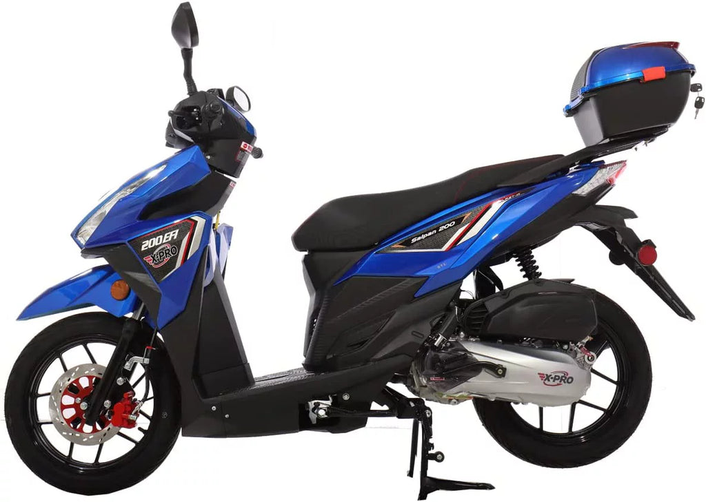 X-Pro Brand New 200cc EFI Gas Moped Scooter with Cvt Transmission, 14" Alloy Wheels, Assembled in Create