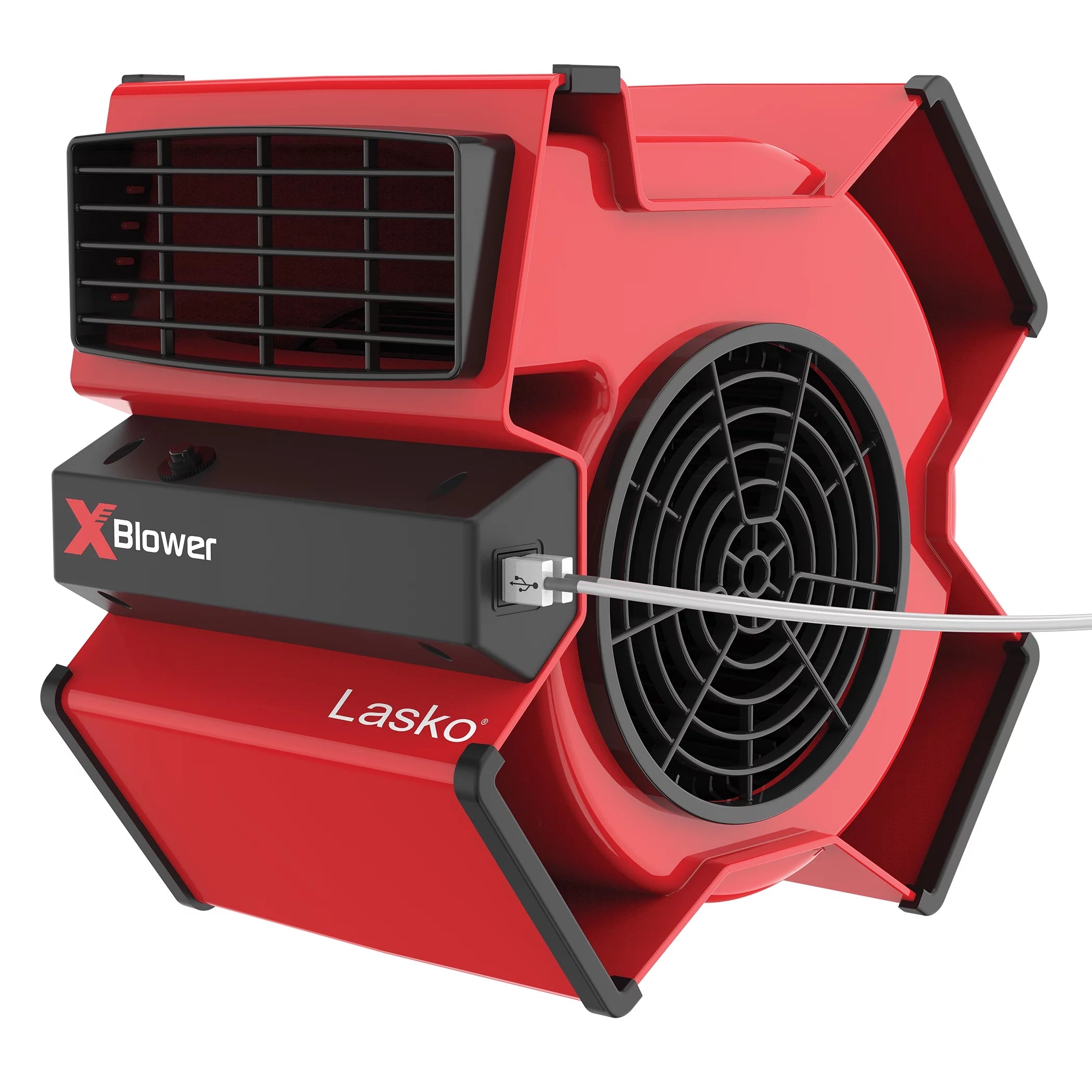 Lasko X-Blower 6 Position Blower Fan with Accessory Outlet and USB Ports, X12904, Gray