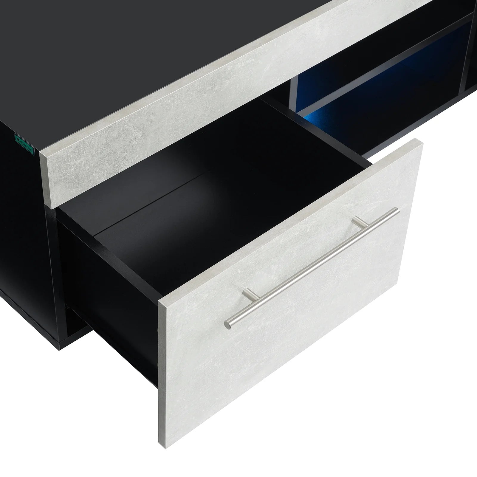 Hommpa Gray White High Gloss TV Stand for TVs up to 59 LED Entertainment Center Modern TV Cabinet with 2 Storage Drawers