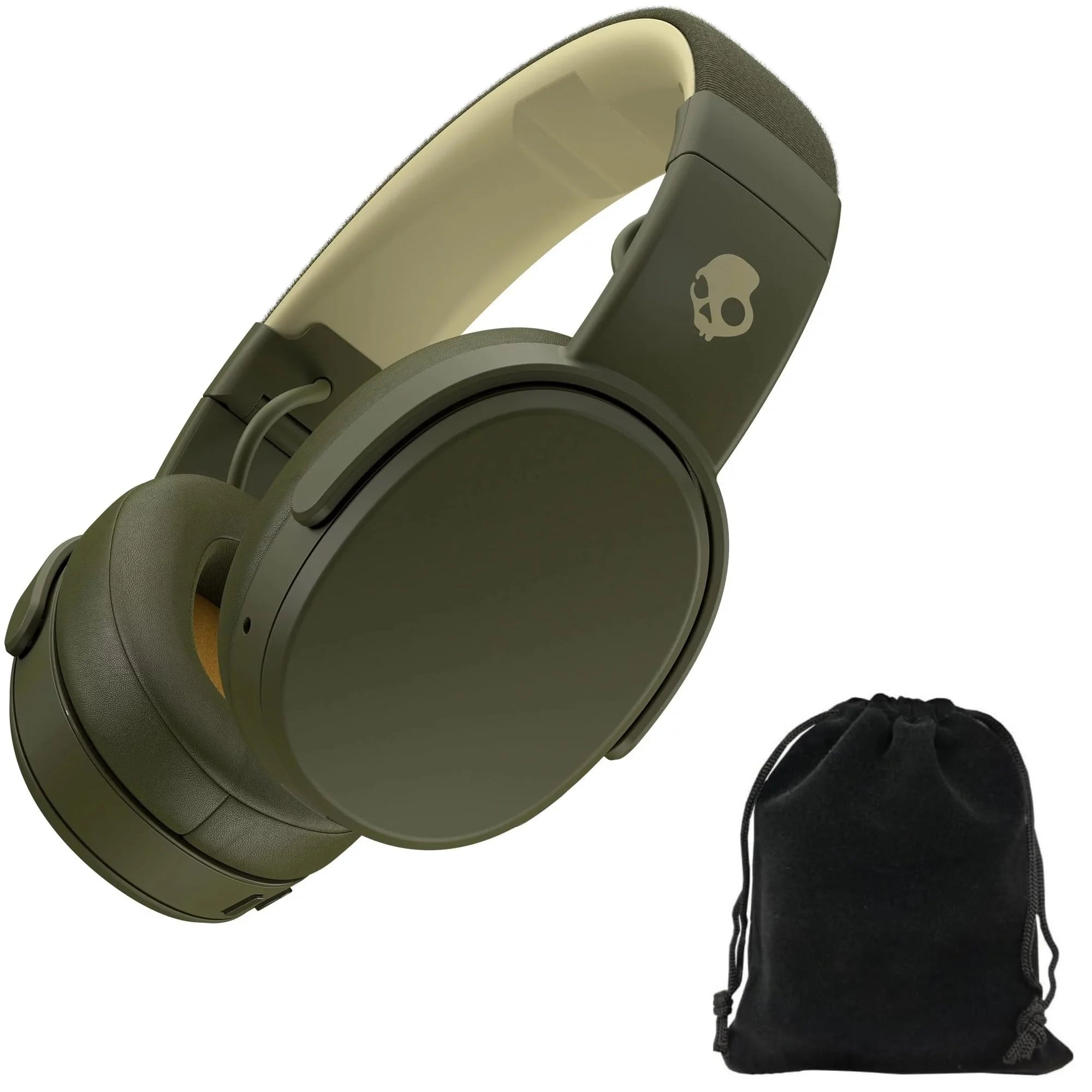 Skullcandy Crusher Wireless Over-The-Ear Headphones Bundle with GSR Premium Deluxe Carrying Pouch (Olive Green)