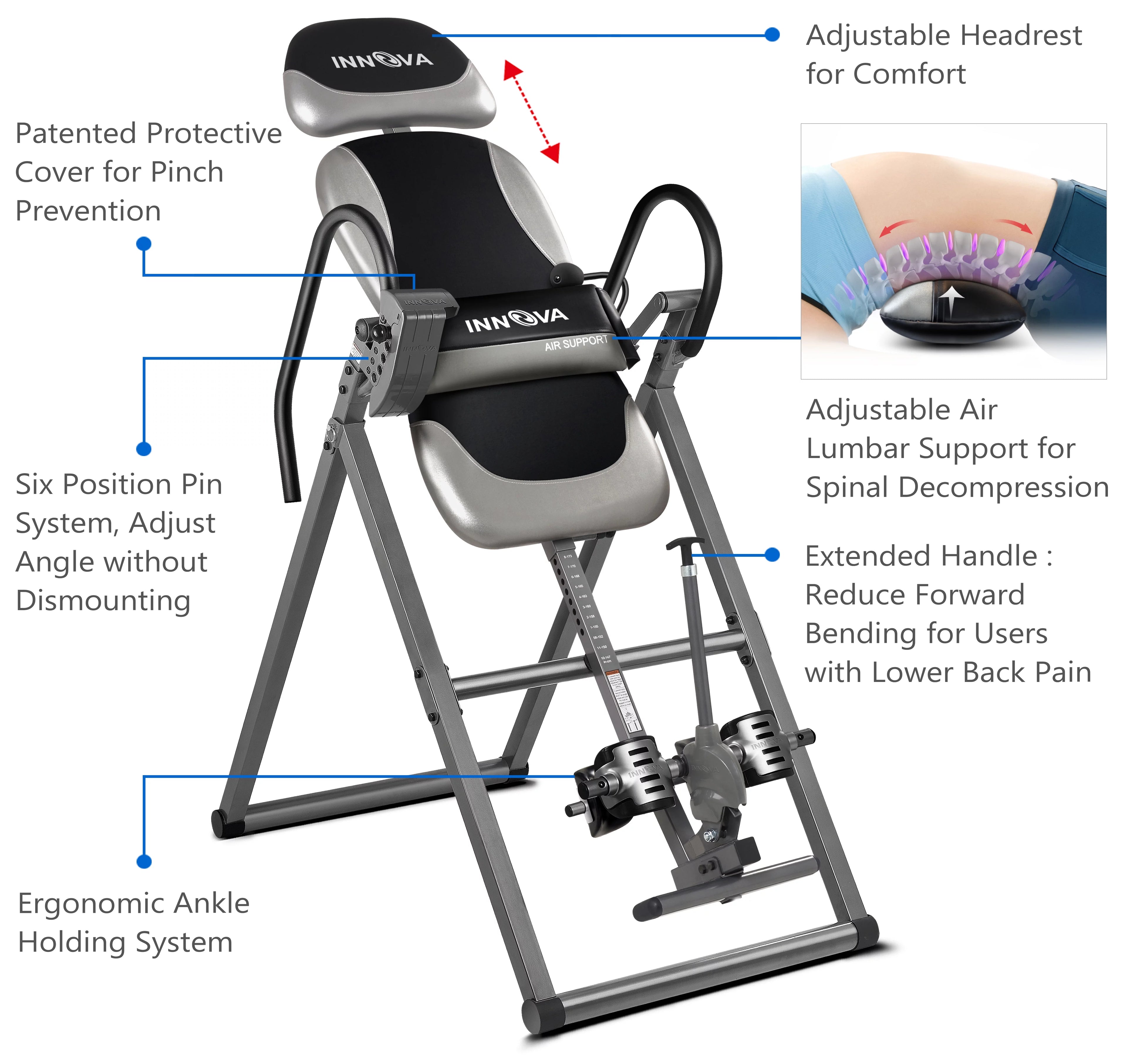 Innova ITX9900 Heavy Duty Inversion Table with Air Lumbar Support
