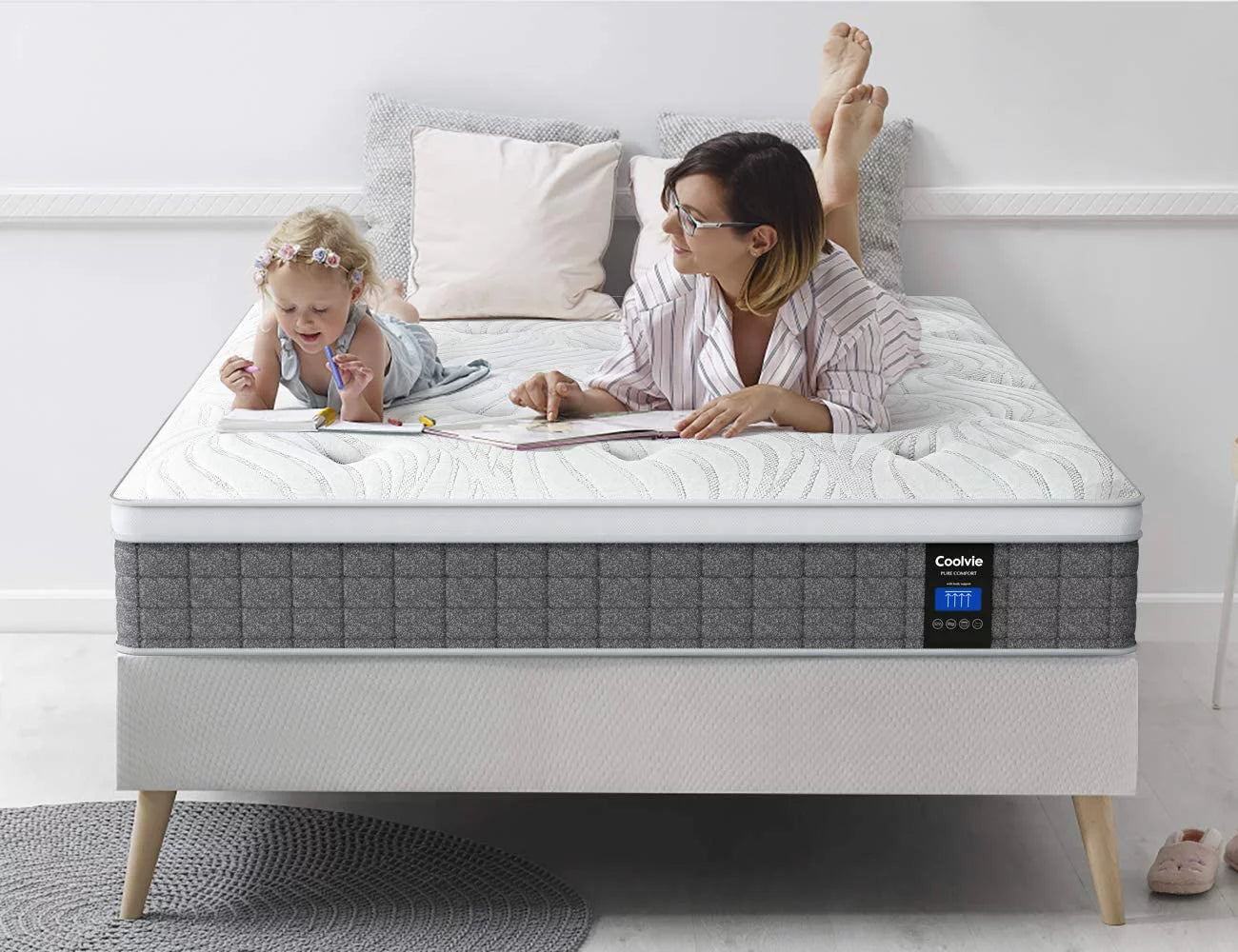 Twin XL Mattress, Coolvie 10 inch Hybrid Mattress in a Box, Medium Firm, Multiple sizes