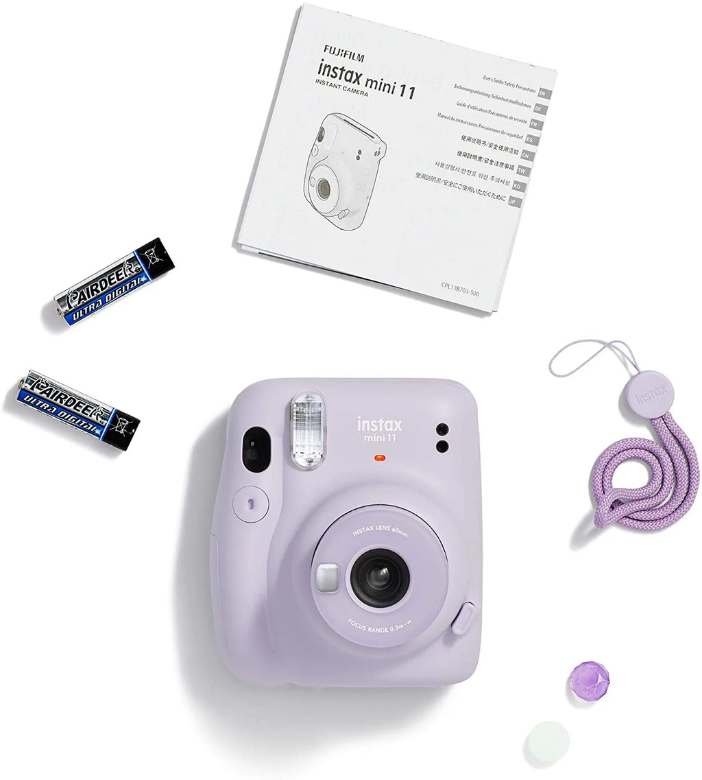 Fujifilm Instax Mini 11 Lilac Purple Camera with Fuji Instant Film Twin Pack (40 Pictures) + Purple Case, Album, Stickers, Color Lenses and More Accessories Bundle