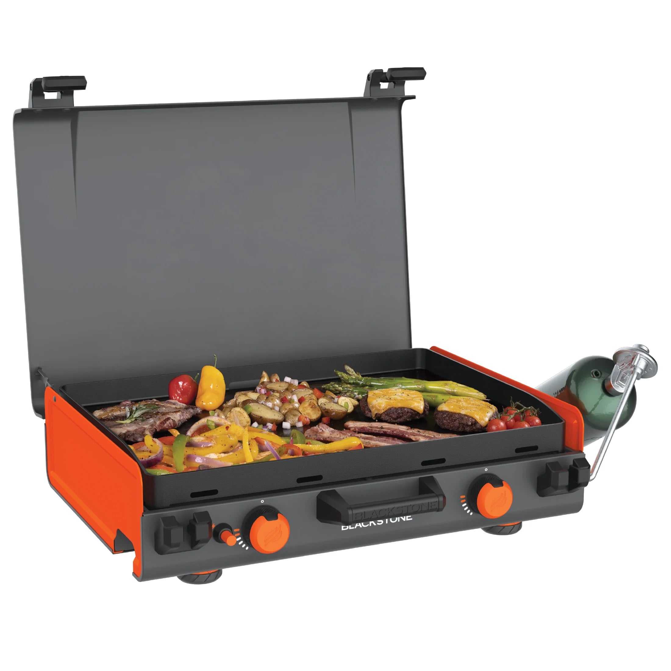 Blackstone Adventure Ready 20"x14" 2-Burner Propane Camping Griddle (Model 2246) with Latching Hood and Handle