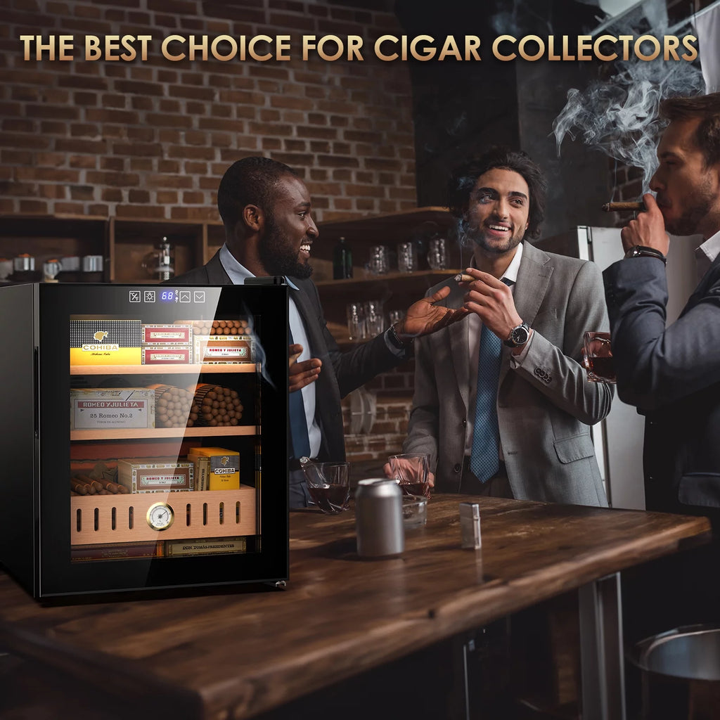 Rocita 16L Cigar Humidor, Electric Cigar Humidor Cabinet for 100 Counts with Digital Hygrometer, Spanish Cedar Lined Cigar Box, Great Gift for Father Friends Men