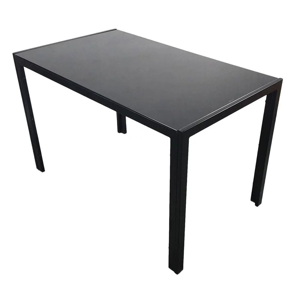 Ktaxon Modern Glass Dining Table For 4, Breakfast Rectangle for Small Kitchen Dining Room Black(Only Talbe)