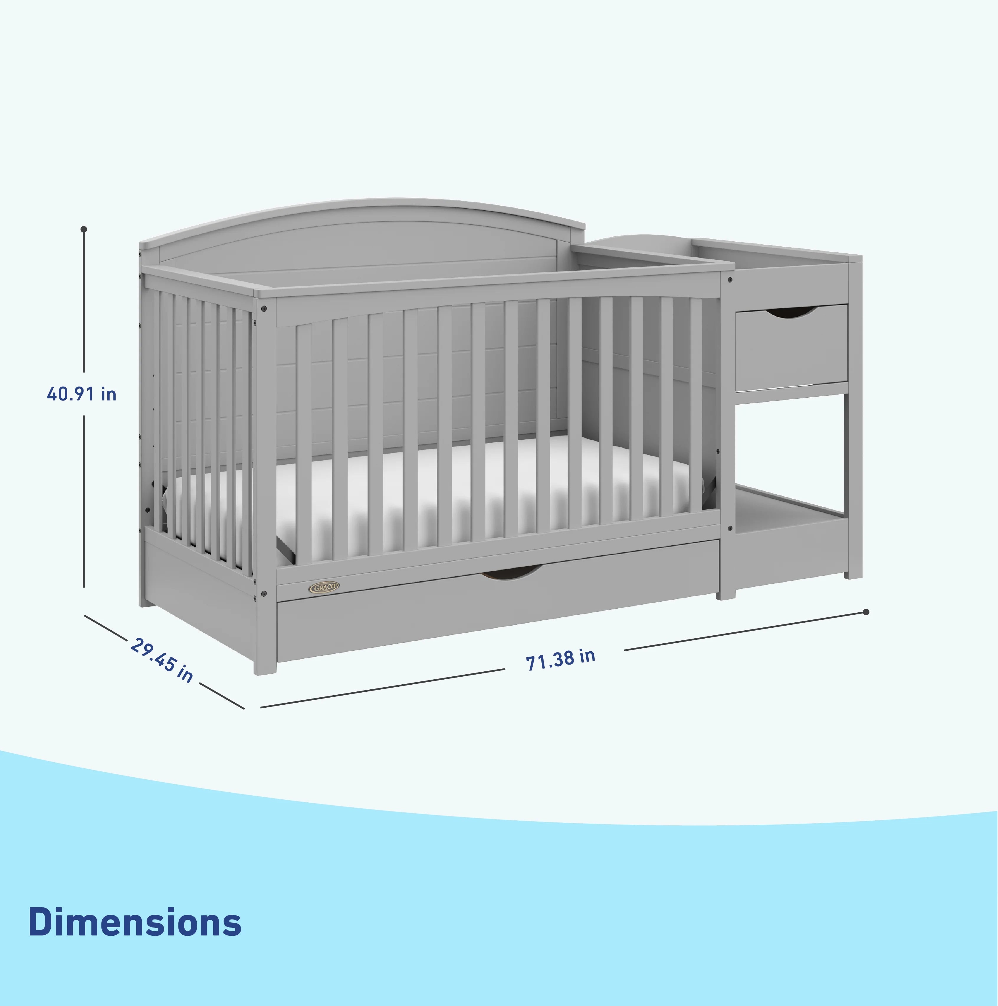 Graco Bellwood 5-in-1 Convertible Crib and Changer, White