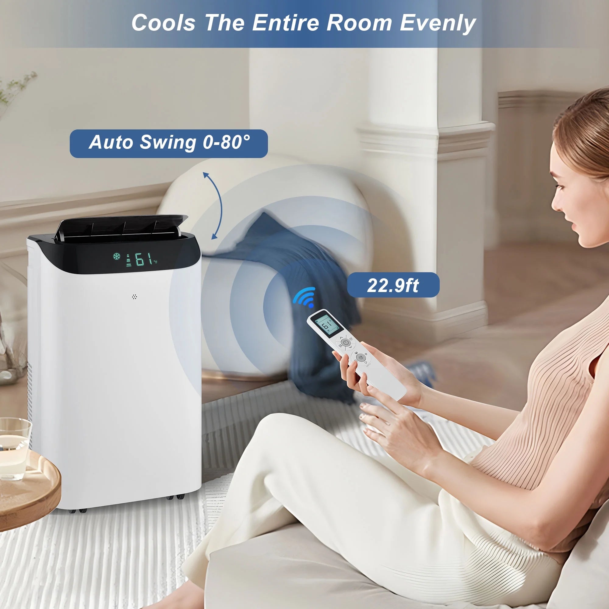 Agtana 8000 BTU (12000 BTU ASHRAE) Portable Air Conditioner Cools Room up to 500 sq.ft, 3-in-1 Portable AC Unit with Dehumidifier & Fan, Including Remote Control, DIY Window Kit