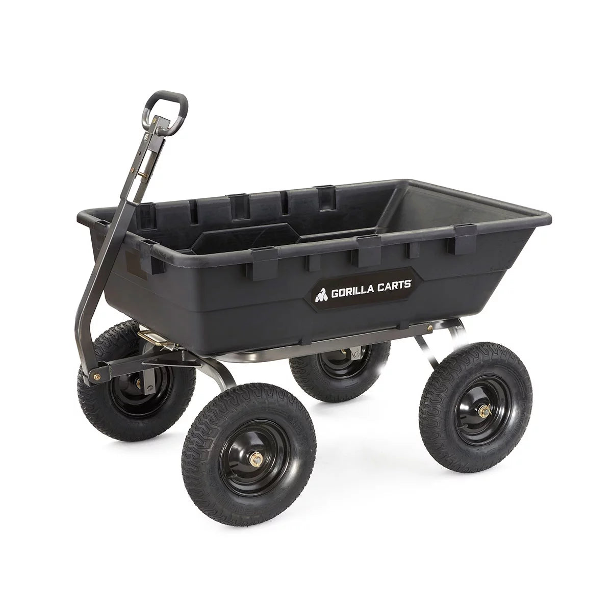 Gorilla Carts Heavy Duty Poly Yard Dump Cart Garden Wagon with 16" Tires