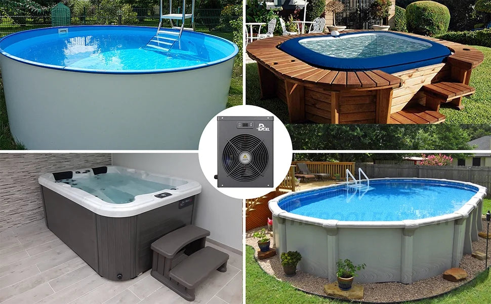 DOEL 12000 BTU Mini Swimming Pool Heat Pump for Above-Ground Pools, 3.45 kW Electric Pool Heater with Titanium Heat Exchanger, 110V 60Hz