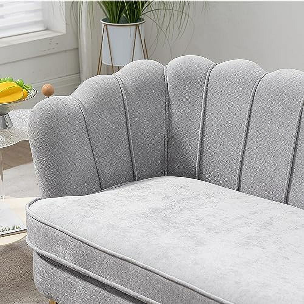 TJCGDTY 59" Wide Modern Boucle Loveseat Small Sofa Small Mini Room Couch 2-Seater Sofa with Gold Metal Legs for Small Space Office Studio Apartment Bedroom (Light Gray)