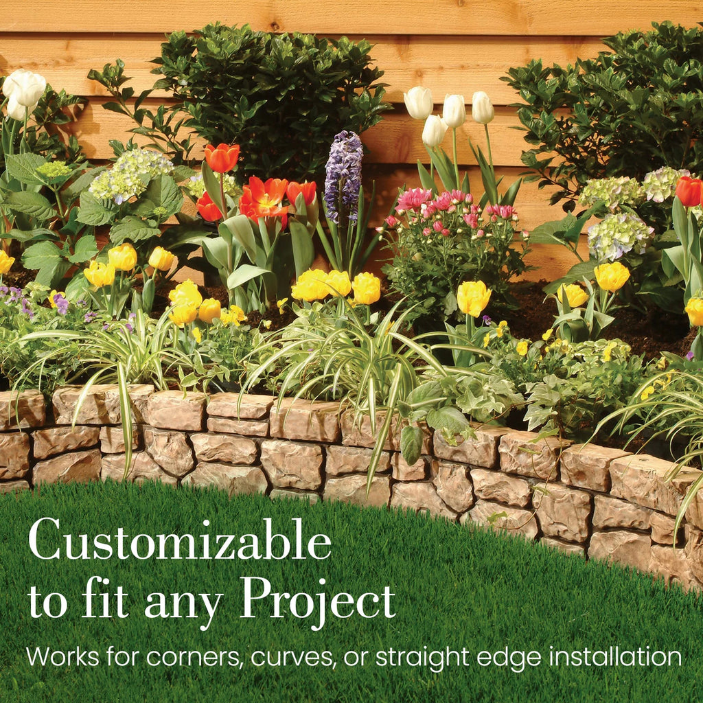 Dalen StoneWall Border-Landscape Edging-Weatherproof Material-10' Coverage-Sandstone
