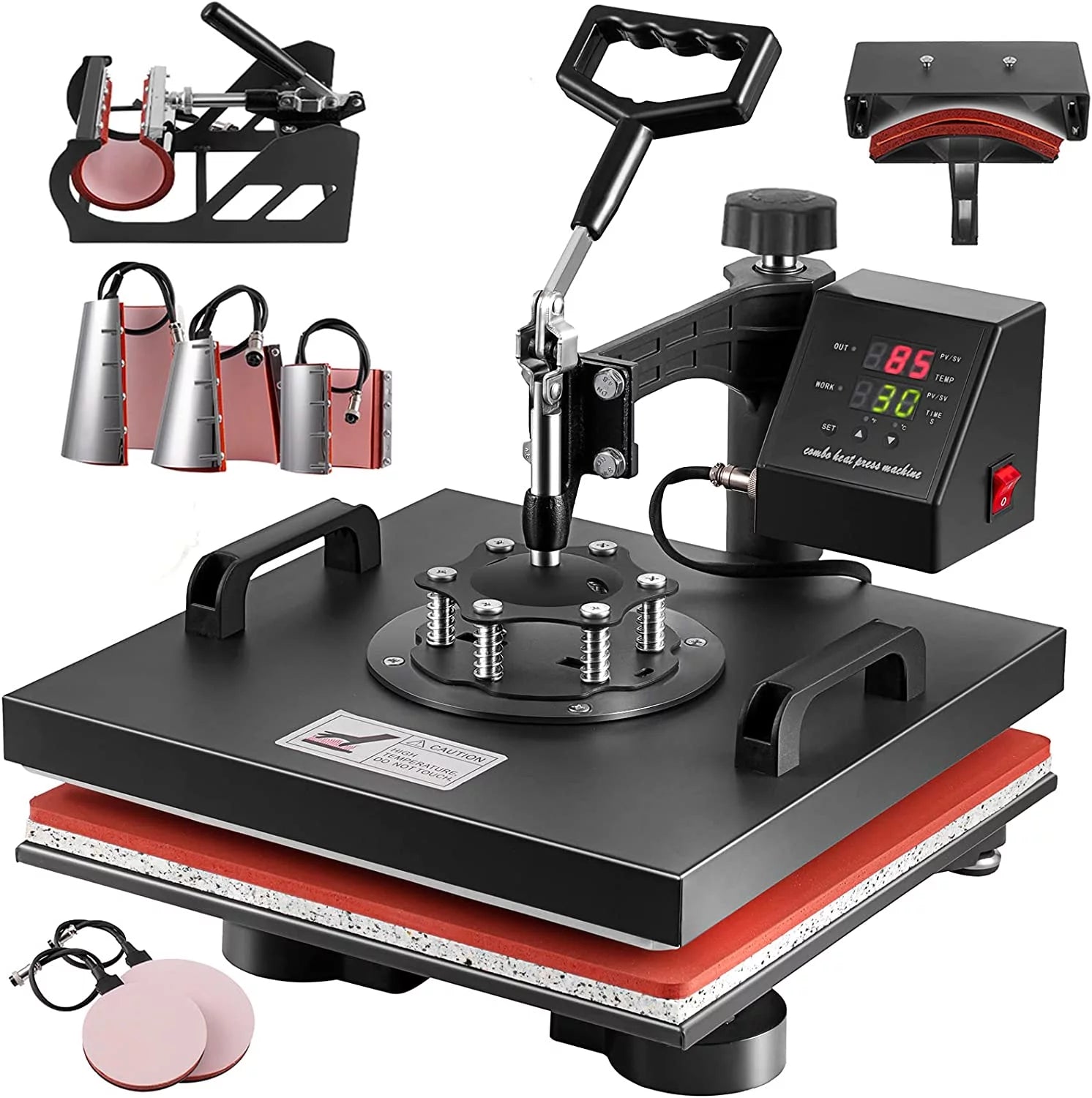 SHZOND 8 in 1 Heat Press Machine 15x15 inch Multifunction Heat Press Transfer Machine Sublimation Combo for T-Shirt Hat Cap Mug Plate